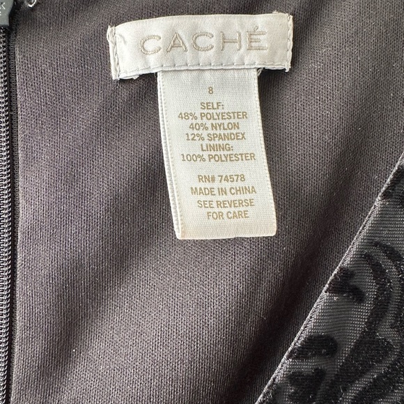 Cache Black Velvet and Beaded evening long sleeve Dress - Picture 5 of 6